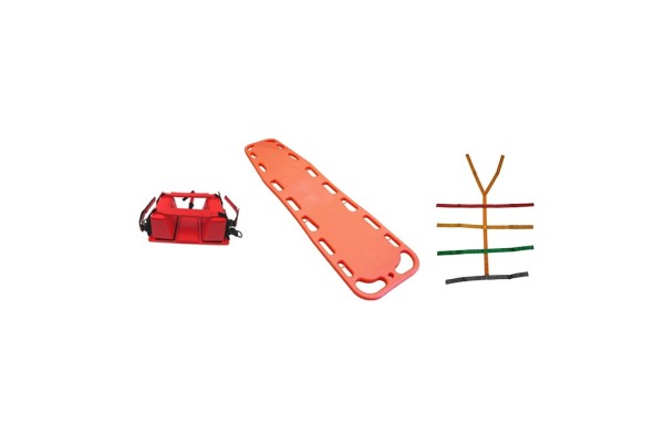 Deska ortopedyczna z wyposażeniem, stabilizator + pasy