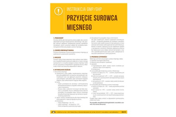 Instrukcja GMP/GHP - Przejęcie surowca mięsnego
