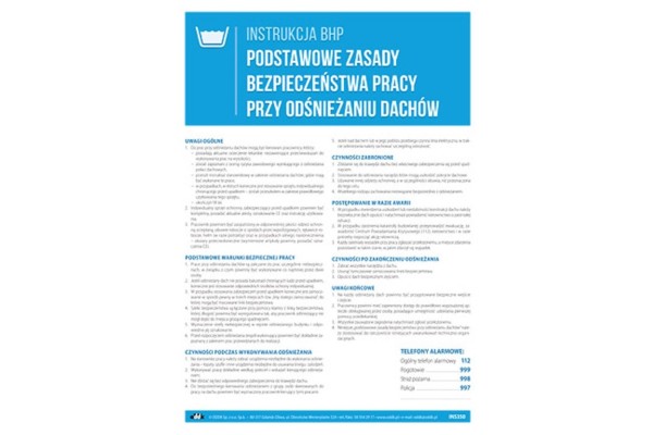 Instrukcja BHP - Podstawowe zasady bezpieczeństwa pracy przy odśnieżaniu dachów