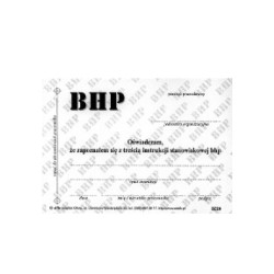Zaświadczenie o zapoznaniu się z treścią instrukcji stanowiskowej (20 szt.)