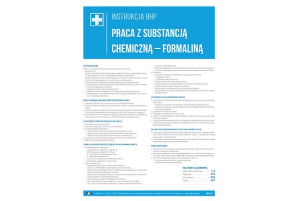 Instrukcja BHP - Praca z substancją chemiczną - formaliną