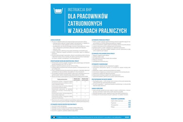 Instrukcje BHP - PRACE PORZĄDKOWE/PRALNIE