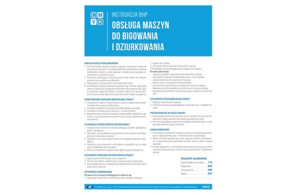 Instrukcja BHP - Obsługa maszyn do bigowania i dziurkowania