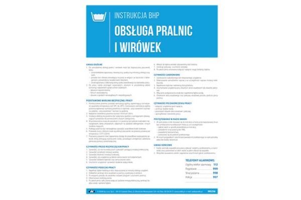 Instrukcja BHP - Obsługa pralnic i wirówek