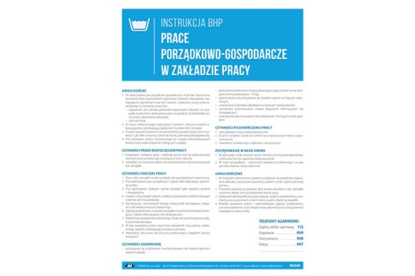 Instrukcja BHP - Prace porządkowo-gospodarcze w zakładzie pracy
