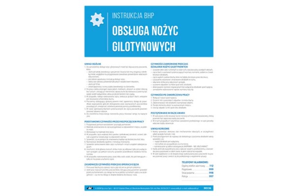Instrukcja BHP - Obsługa nożyc gilotynowych