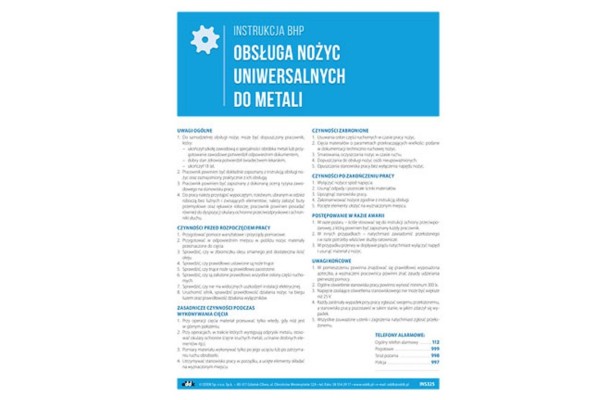 Instrukcja BHP - Obsługa nożyc uniwersalnych do metali