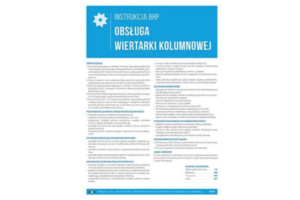Instrukcja BHP - Obsługa wiertarki kolumnowej