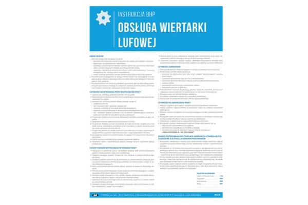 Instrukcja BHP - Obsługa wiertarki lufowej