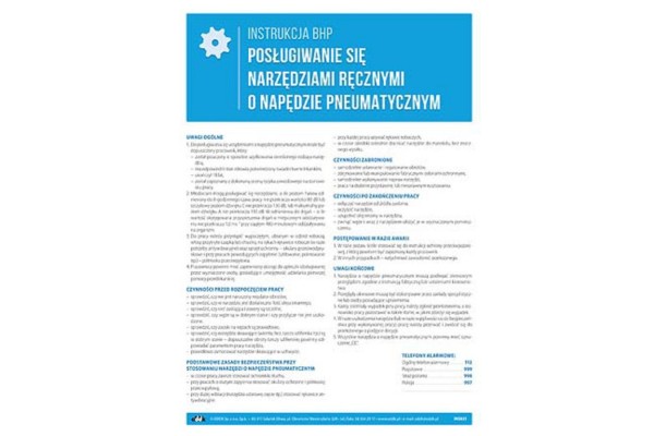 Instrukcja BHP - Posługiwanie się narzędziami ręcznymi o napędzie pneumatycznym