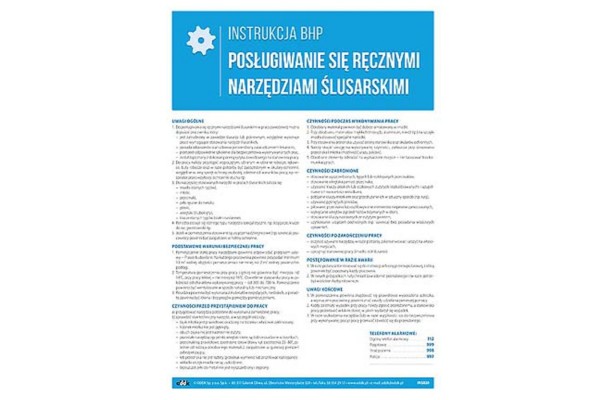 Instrukcja BHP - Posługiwanie się ręcznymi narzędziami ślusarskimi