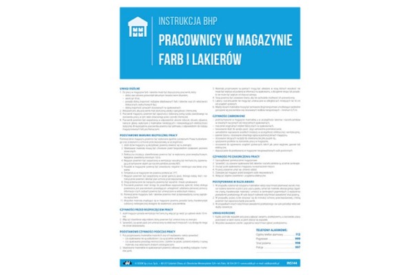 Instrukcja BHP - Pracownicy w magazynie farb i lakierów