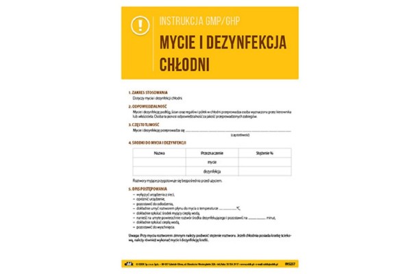 Instrukcja GMP/GHP - Mycie i dezynfekcja chłodni