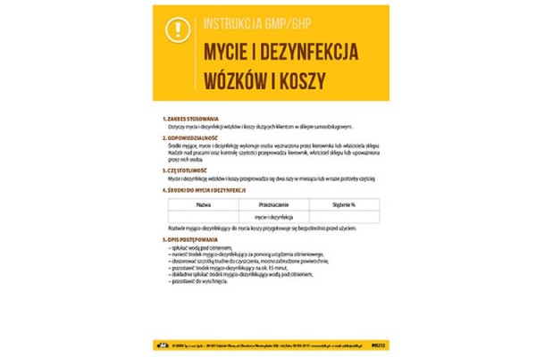 Instrukcja GMP/GHP - Mycie i dezynfekcja wózków i koszy