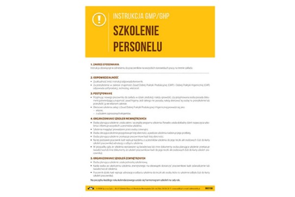 Instrukcja GMP/GHP - Szkolenie personelu