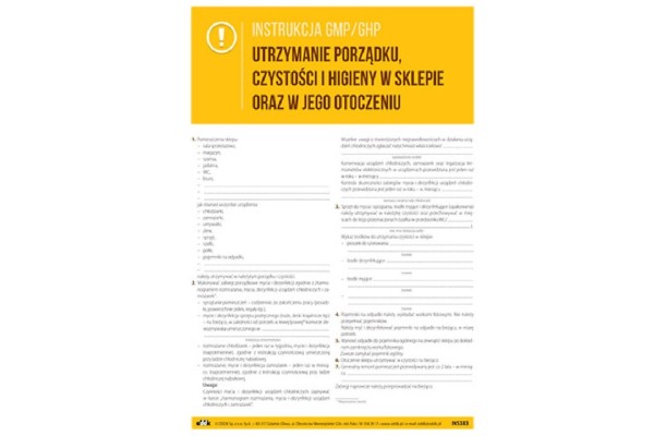 Instrukcja GMP/GHP - Utrzymanie porządku, czystości i higieny w sklepie oraz w jego otoczeniu