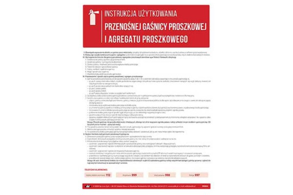 Instrukcja użytkowania przenośnej gaśnicy proszkowej i agregatu proszkowego