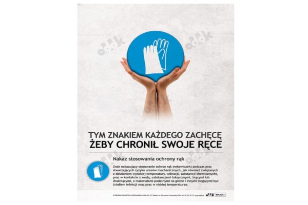 Plakat „Nakaz stosowania ochrony rąk”