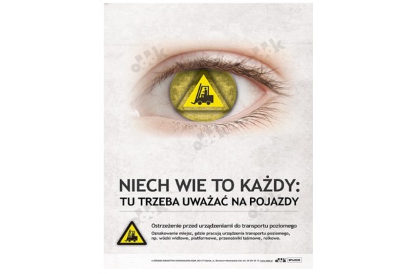 Plakat „Ostrzeżenie przed urządzeniami do transportu poziomego”